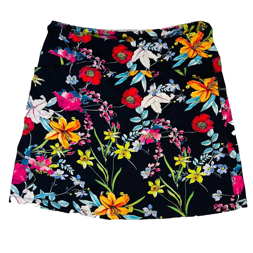 Coconut Row Skort Shorts Womens Size L Fits like XL Dark Floral Multi Color